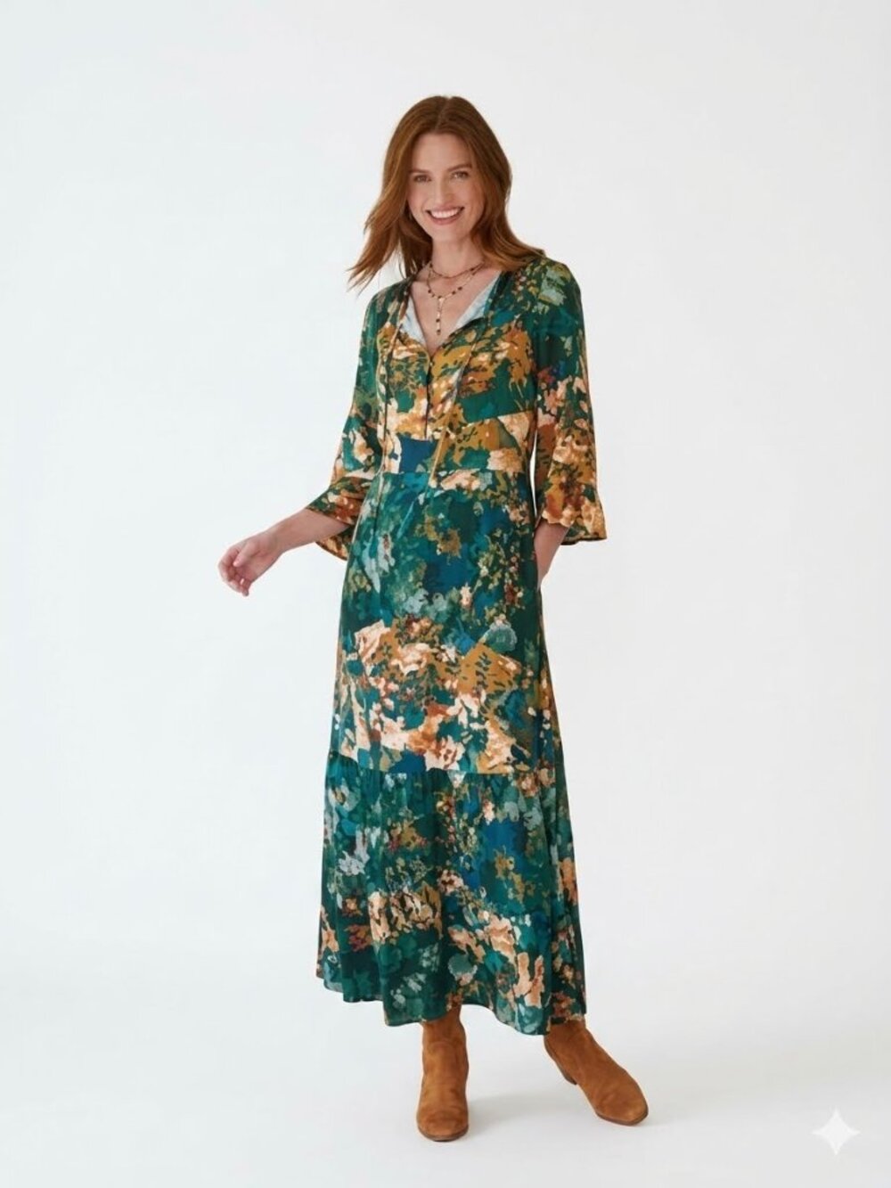 Soft Surroundings Boho Maxi Dress Size XL Romance Gypsy, Floral